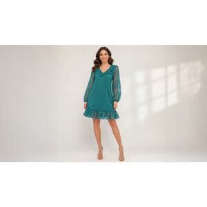 Emerald Green Boohoo burnout floral print smock dress